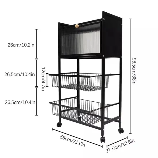 4 Tier Rolling Kitchen Organizer Shelf Storage Cabinet Microwave Coffee Station {4}