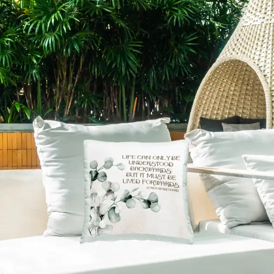 Kierkegaard Life Quote Design by Kim Allen Outdoor Printed Pillow  {2}