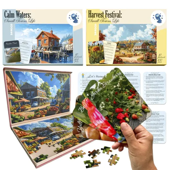 100 Pcs Dementia Puzzles for Elderly | Small Town {1}