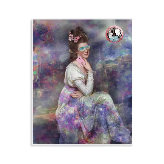 Stupell Industries Timeless Woman with Disco Ball Wall Plaque Art Design by George Romney {1}