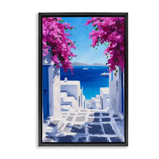 Stupell Industries Coastal Architecture Town Framed Floater Canvas Wall Art Design by RB {6}