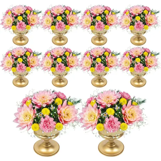 10Pcs 15cm Gold Metal Centerpieces Flower Vase Wedding Anniversary Party Decor {1}