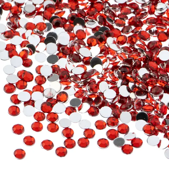 John Bead 4mm (SS16) Round Acrylic Flat Back Rhinestones, 2000pcs Red {1}