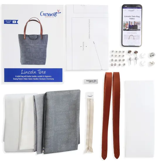 Crosscut Sewing Co.&reg; Lincoln Tote Sewing Kit - Beginner Sewing Project Kit Kantha cloth {2}
