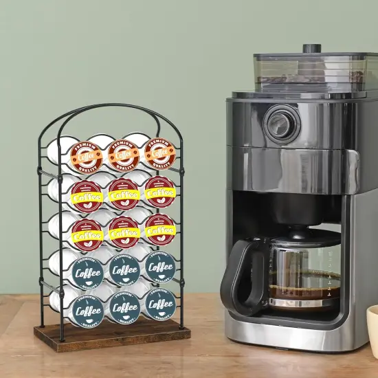 Coffee Pod Holder, Coffee Pod Organizer for Coffee Bar, Home or Office Kitchen Counter Organizer, Capacity of 30 Pods Brown {1}