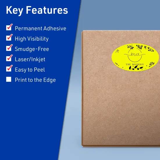 Avery Neon Yellow Paper Labels, 4.25" x 2.5" Oval {2}