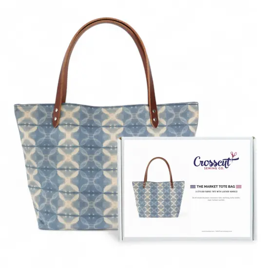 Crosscut Sewing Co.&reg; Market Tote Bag Sewing Project Kit for Beginners with Fabric, Instructions and Video Shibori {1}
