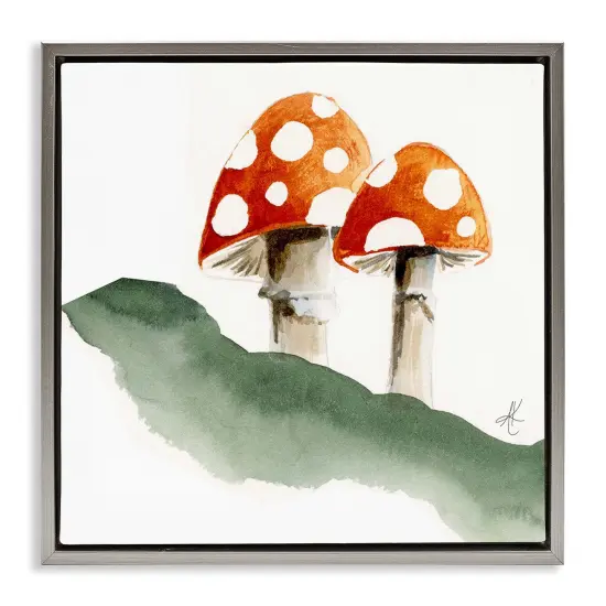 Stupell Industries Spotted Red Mushrooms Framed Floater Canvas Wall Art Design by Alexandria Gilbert Kincaid {1}