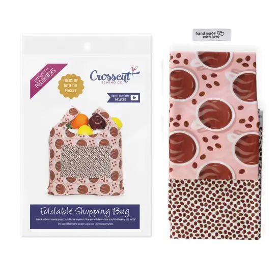 Crosscut Sewing Co.&reg; Foldable Shopping Bag Sewing Kit - Beginner Sewing Project Kit Coffee {1}