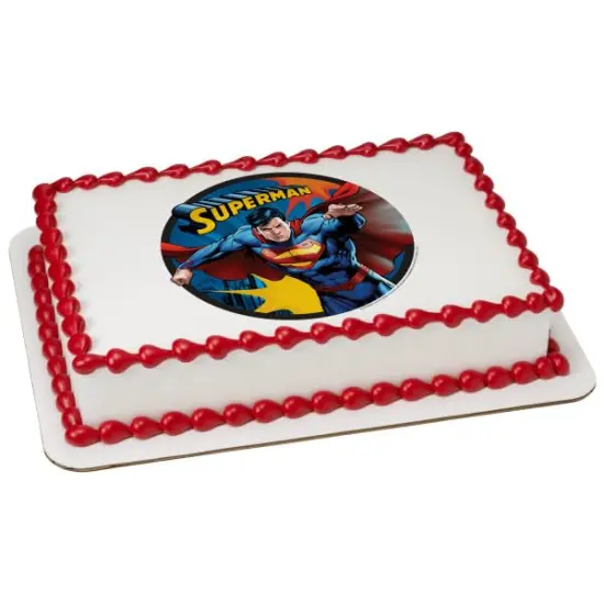 Superman Up, Up and Away PhotoCake&reg; Edible Cake Topper Icing Image for 1/4 Sheet cake or larger {1}