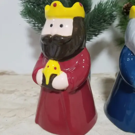 Avon We Three Kings Ceramic Christmas Candle Holders - 6.5" - Set of 3 Multi {4}