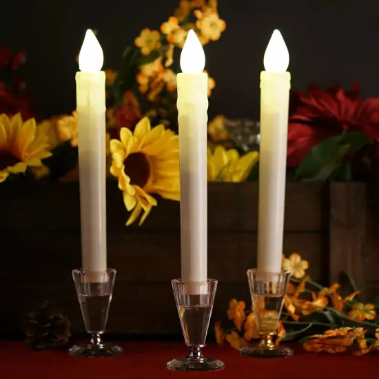 3 Warm White 9-Inch tall LED Taper Flameless Candles Lights Party Centerpieces {5}