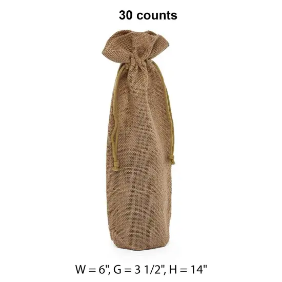 Simple Jute Wine Bag 6" x 3.5" x 14" Durable and Stylish {1}