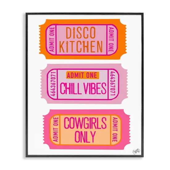 Stupell Industries Disco Kitchen Phrase Tickets Framed Giclee Wall Art Design by Elizabeth Medley {1}