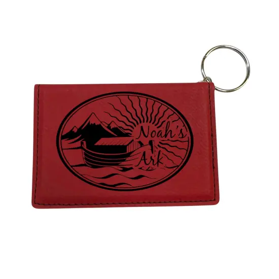 Keychain ID Holder Wallet - Noahs Ark - Leather Rawhide/Black {5}
