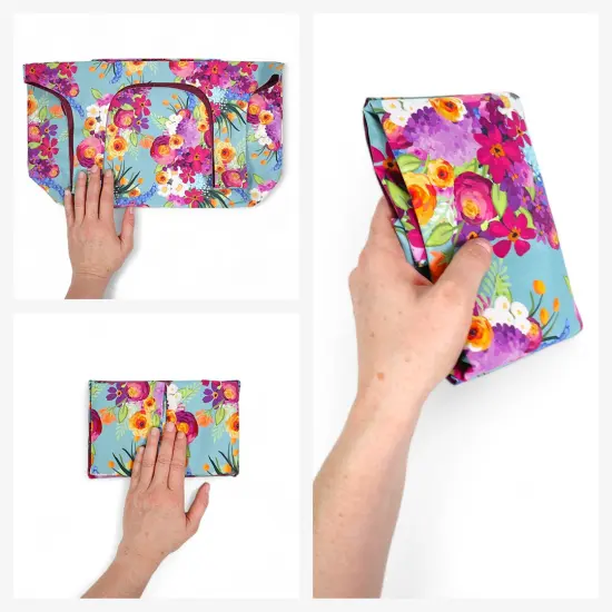 Crosscut Sewing Co.&reg; Foldable Shopping Bag Sewing Kit - Beginner Sewing Project Kit Teal floral {5}