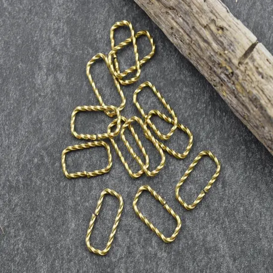 *50* 18k Gold Plated 304 Stainless Steel Twisted Open Oval Jump Rings - Choose Your Size {4}