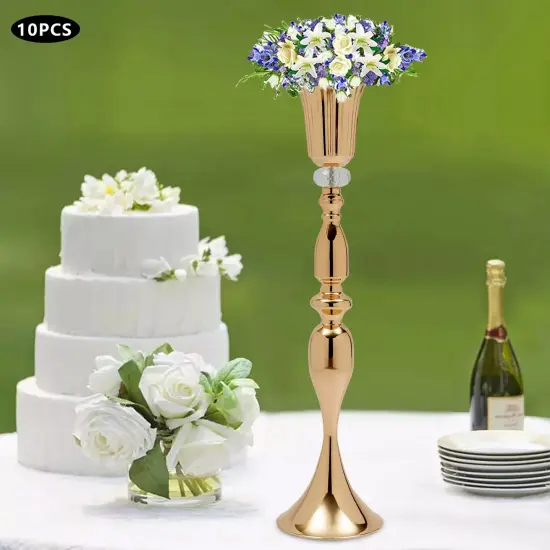10 Gold Wedding Centerpieces Flower Vase Candle Holder Table Retro Home Decor {4}