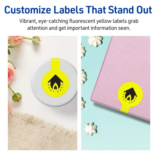 Avery Neon Yellow Paper Labels, 1.5" x 4" Lollipop {3}