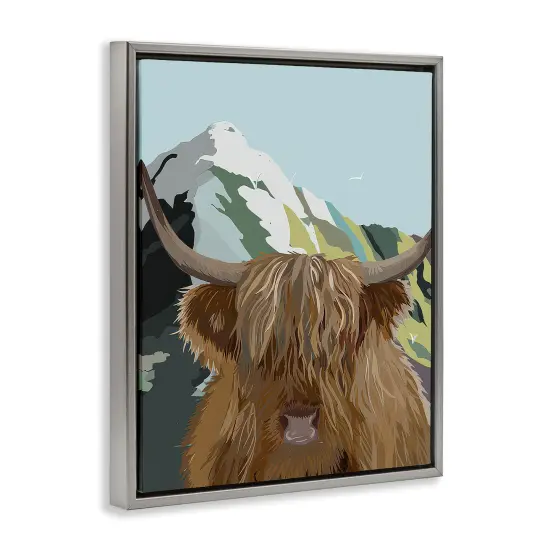 Stupell Industries Mountain Cattle Scene Framed Floater Canvas Wall Art Design by Betty Boynes {3}