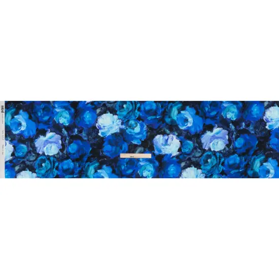 1 Yard Painted Rose Silk Charmeuse Print Made Sky Blue, Phthalo & Navy 53 Inches Width {4}
