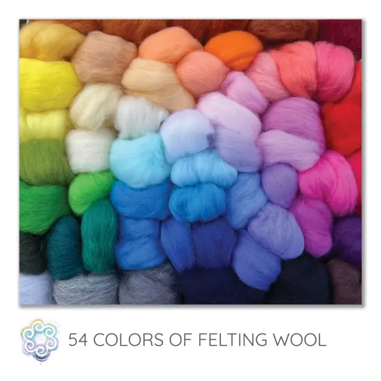 Extra Large Needle Felting Starter Kit Includes 54 Premium Wool Colors, 100G Core Wool, 50 Needles and Tools, Text and Video Guide. Craft Kit for Beginners, Kids and Adults {3}