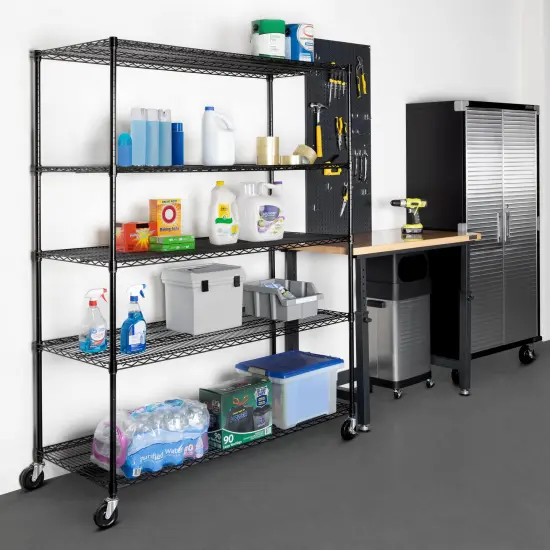 Seville Classics UltraDurable 5-Tier NSF Steel Shelving, 60" W x 24" D x 76" H Black {9}