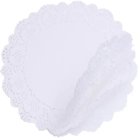 White Lace Paper Doilies - 6 inch Round Paper Doilies - Disposable Paper Placemats - for Wedding, Birthday, Cakes, Desserts, Tableware Food Decoration, Pack of 100 {3}