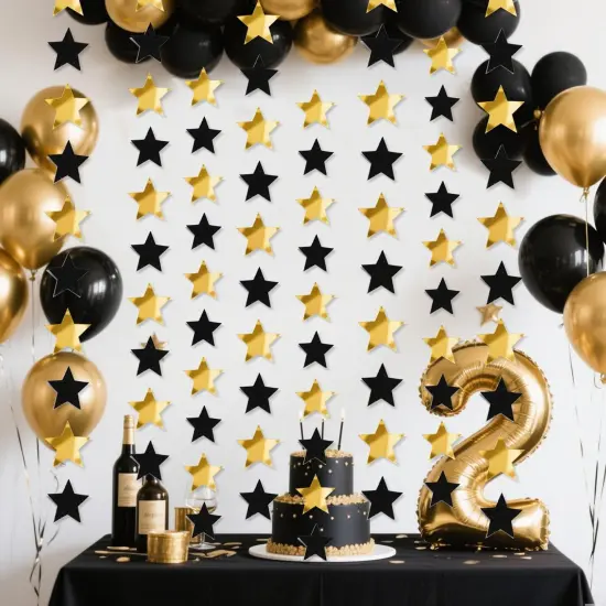 Gold Black Star Hanging Garlands Party Decorations {2}