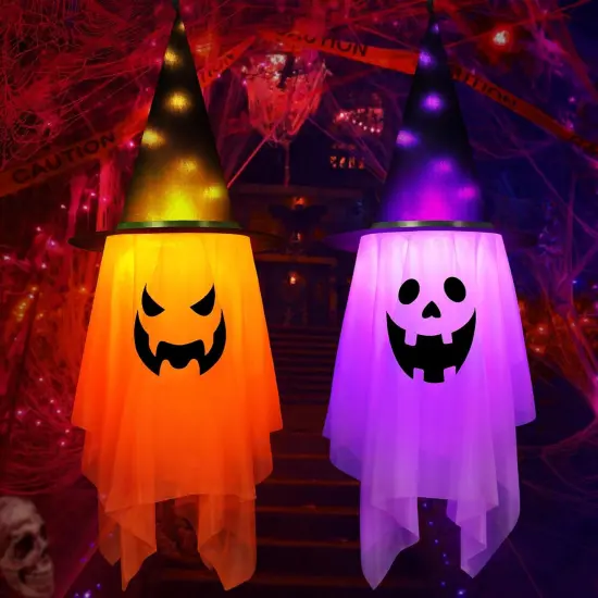 Set of 2 Halloween Hanging Ghosts {1}