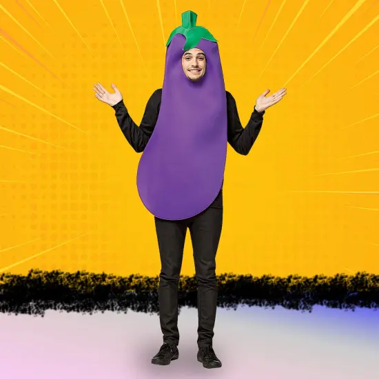 Hilarious Purple Eggplant Adult Costume Tunic Emoji Inspired Fits Most {3}