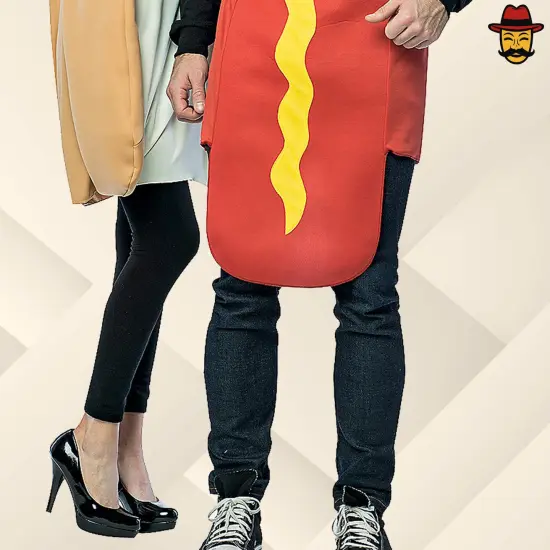 Hot Dog and Bun Couples Costume Set Funny Food Tunics Halloween Party Outfit {4}