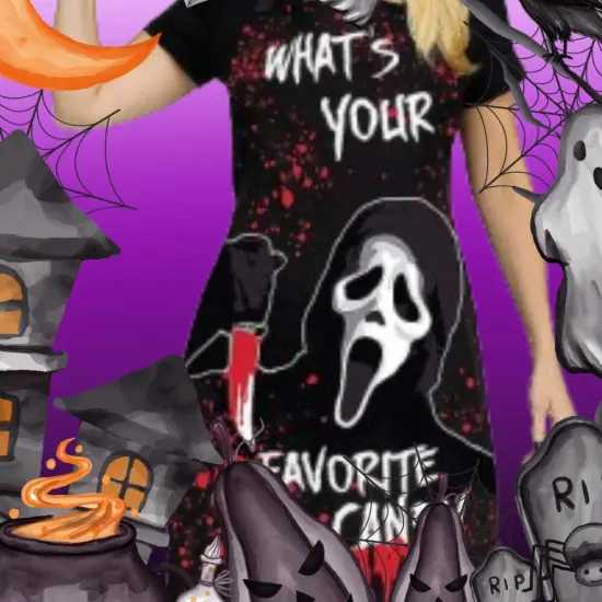 Adult Scream Ghostface Horror Apron Costume Accessory Halloween Scary Printed Kitchen Prop One Size {5}