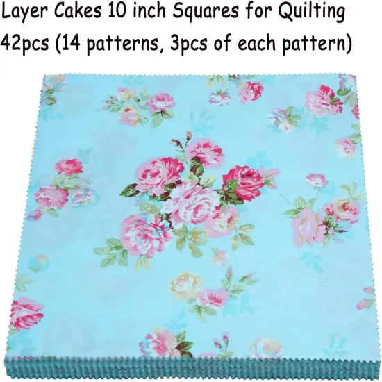 42Pcs Layer Cake Fabric for Quilting 10 inch, Precut Fabrics {3}