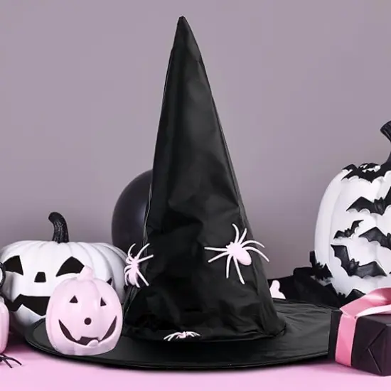 12 Pcs Halloween Witch Hats with 120 Pcs Bat Wall Stickers {4}