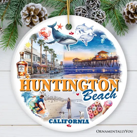 Huntington Beach Heritage Ornament, California Surf Culture Christmas Souvenir and Gift {5}