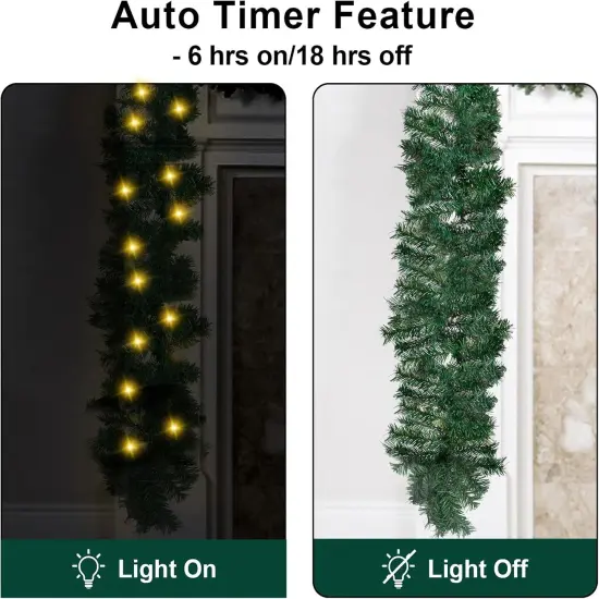 10Ft Pre-lit Christmas Garland with 50 LED Lights- Battery Operated String Light {3}