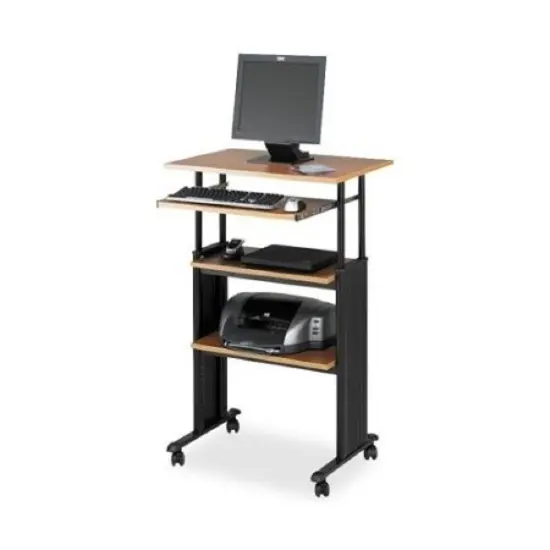 Adjustable Height Office Desk with Molded Cable Management and Extendable Keyboard Shelf Cherry {3}