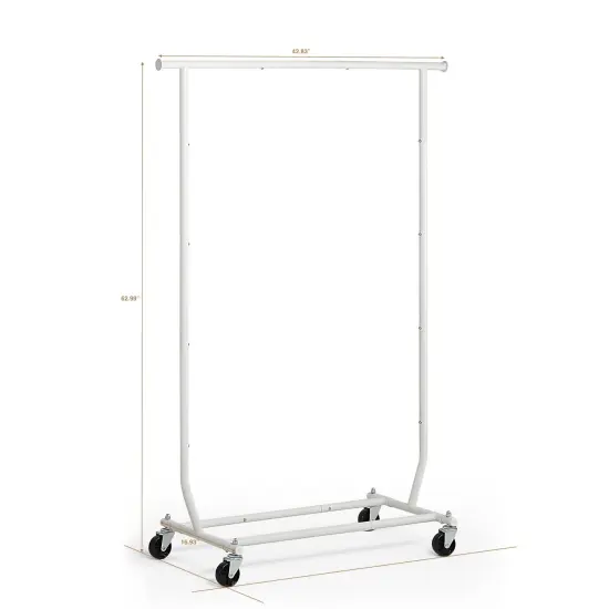 Heavy Duty Rolling Garment Rack White {4}