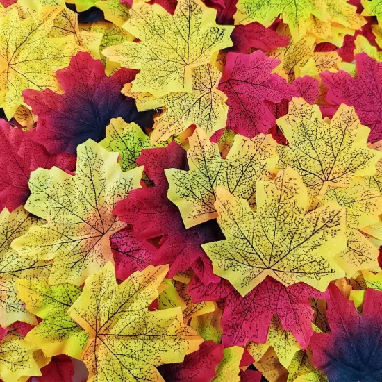 500PCS Artificial Autumn Maple Leaves Mixed Fall Colored Leaf {4}