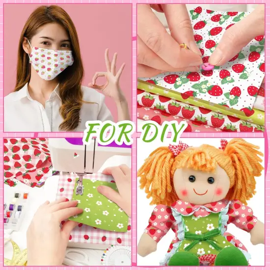 20 Pcs 10''x10'' Quilting Fabric Square Summer Strawberry Quiltted Fabric {4}