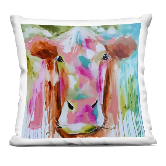 Stupell Industries Expressionist Vibrant Cow Indoor Pillow, 18 x 7 x 18 {1}