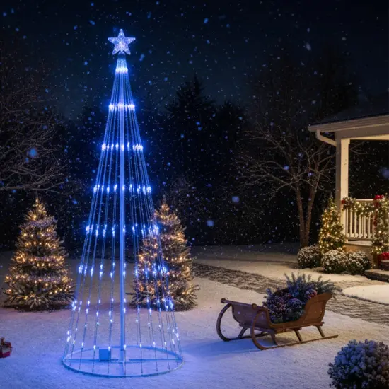 Northlight LED Lighted Show Cone Christmas Tree Outdoor Decoration - 12' - Blue Lights {5}