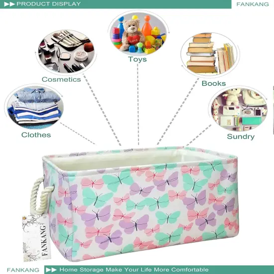 Rectangular Laundry Basket Nursery Storage Fabric Storage Bin Storage Hamper {3}