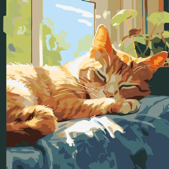 Cat Sleep Window Paint by Numbers Kit for Adults Beginner,DIY Cat Sleep Window Paint by Numbers for Adults,Easy Canvas Paint by Number Without Frame Home Wall Decor 16 x 20 in {1}