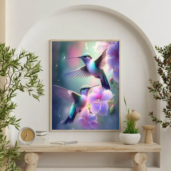 Hummingbird Diamond Art Kits for Adults, Birds Round Full Drill Diamond Painting Kits for Beginners Gem Art Painting Kits, DIY 5D Diamond Dots Painting with Diamond Arts and Crafts Decor 12x16inch {3}