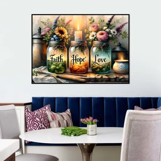 5D Diamond Painting Kits for Adults, Faith, Hope, Love Wishing Bottle Diamond Art kit for Adults Beginner, DIY Full Drill Diamond Dots with Diamond Gem Art and Crafts for Home Wall Decor 16 x 12 Inch {2}