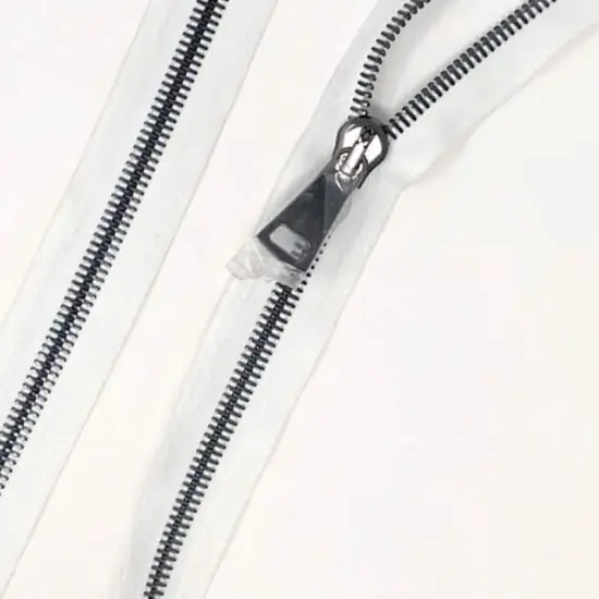 12MM White Tape Gun Metal Teeth Glossy European Zipper Separating 36 Inche {2}