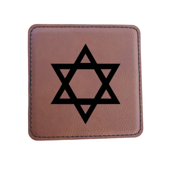 Coaster - Star of David - SET OF 2 - Leather or Stitched Cork Stitched Cork/Black {4}