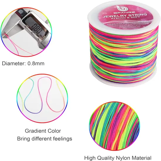 100M Nylon String,0.8mm Nylon Thread Chinese Knotting Cord Tarred Twine Outdoor String for Braided Bracelets,Beading,Necklaces,Macrame Craft,Wind Chime,Blinds,Jewelry Makin {2}